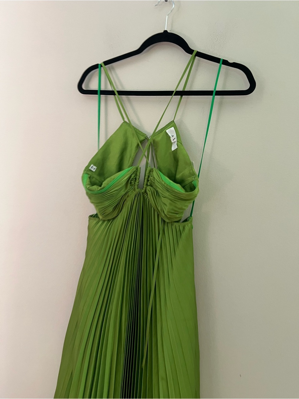 A.L.C. Strapless Pleated Maxi Dress in Lime Green - Picture 11 of 15